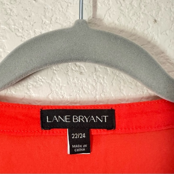 Lane Bryant Neon Orange Beaded Semi Sheer Blouse - Picture 3 of 6